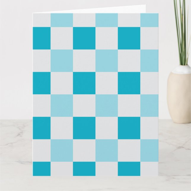 White And Blue Chequerboard Pattern  Card (Front)