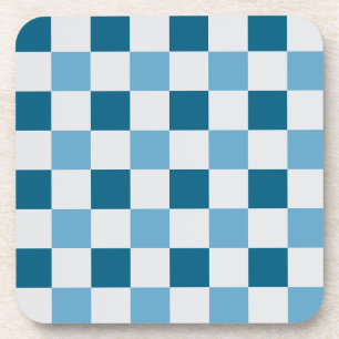 White And Blue Chequerboard Pattern Coaster