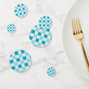 White And Blue Chequerboard Pattern Confetti