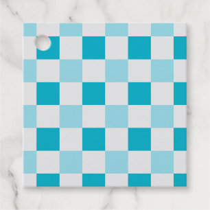 White And Blue Chequerboard Pattern Favour Tags