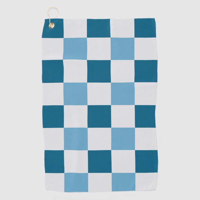 White And Blue Chequerboard Pattern  Golf Towel (Front)