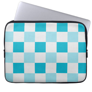 White And Blue Chequerboard Pattern Laptop Sleeve