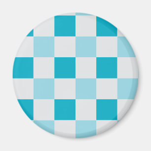 White And Blue Chequerboard Pattern  Magnet