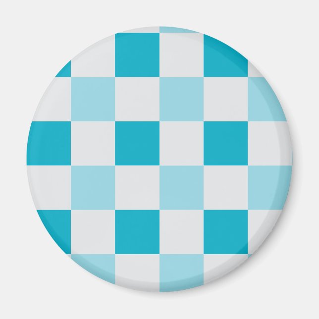White And Blue Chequerboard Pattern  Magnet (Front)