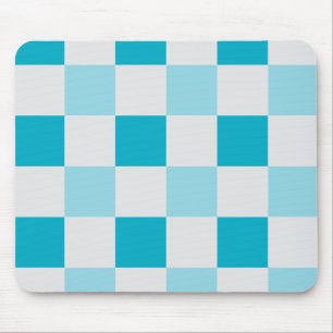 White And Blue Chequerboard Pattern Mouse Pad