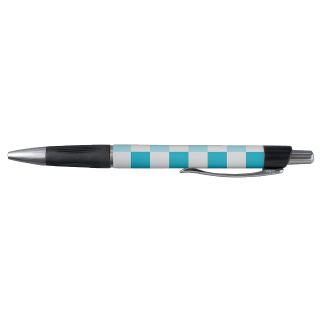 White And Blue Chequerboard Pattern  Pen (Bottom)