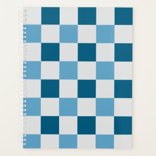White And Blue Chequerboard Pattern Planner