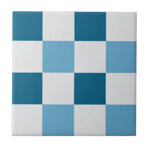 White And Blue Chequerboard Pattern  Tile