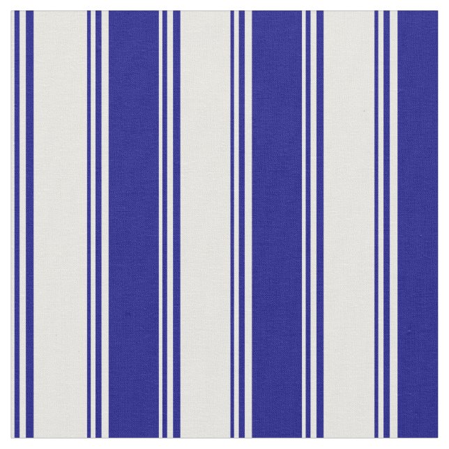 White and Blue Coloured Lined Pattern Fabric (Close Up)