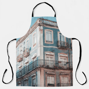 WHITE AND BLUE CONCRETE BUILDING APRON