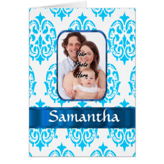 White and blue damask