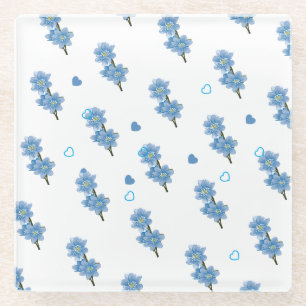 White and Blue Floral Coffee Mug Glass Coaster