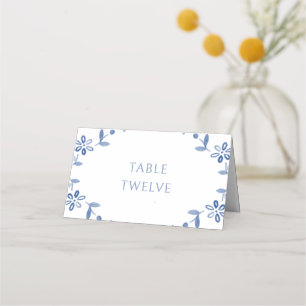 White and Blue   Floral Frame Wedding Place Card
