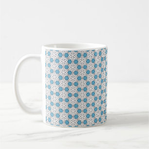White and Blue Floral Mosaic Coffee Mug