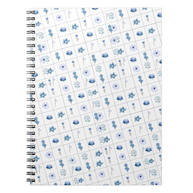  White and Blue flower Notebook (Front)
