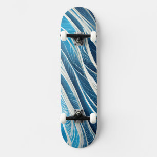 White and blue flowing lines with texture skateboard