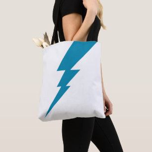 White And Blue Geometric Lightning Bolt Tote Bag