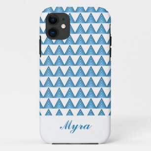 White and Blue Geometrical Pattern Design iPhone 11 Case