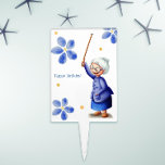 White and Blue Grandmother Smiling Birthday Cake Pick<br><div class="desc">Adorable cake topper with an old lady smiling while holding a cane. Great and fun way to decorate your cake. The text reads "Happy Birthday1" but you can personalize it with your own message. Great for Grandmother's birthdays. Illustrated and designed by Patricia Alvarez.</div>