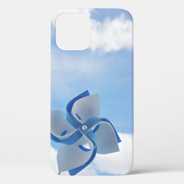 White and blue handheld windmill under cloudy skie Case-Mate iPhone case (Back)