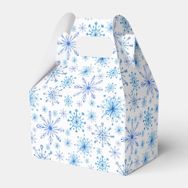 White and Blue Ice And Snowflakes Favor Box (Front Side)