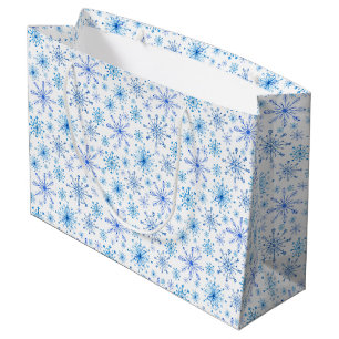 White and Blue Ice And Snowflakes Large Gift Bag