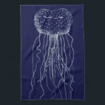 White and Blue Jellyfish Kitchen Towel<br><div class="desc">This image of this unique translucent jellyfish is perfect for your nautical collection. Although jellyfish can give off some hurtful stings,  you'll be safe from this one! It's a great modern piece of art that will look great on any Zazzle products.</div>