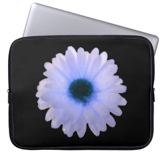 White and Blue Marigold Laptop Bag