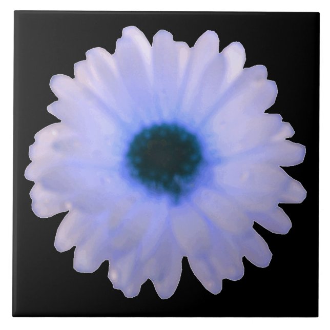 White and Blue Marigold Tile (Front)