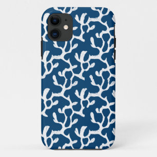 White And Blue Organic Coral Reef Repeat Pattern iPhone 11 Case