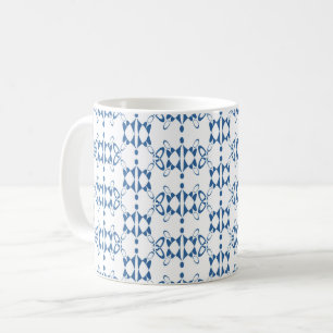White and blue ornament art Deco geometry Coffee Mug
