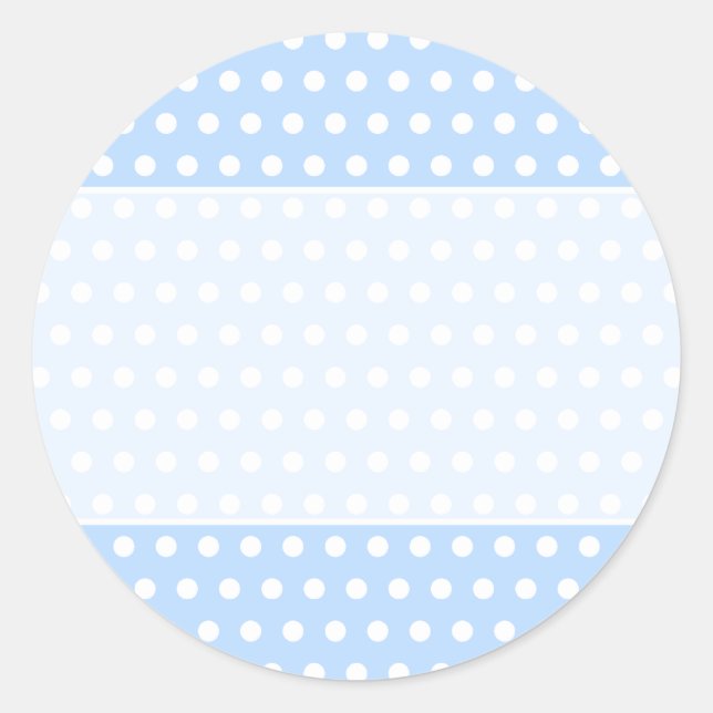 White and Blue Polka Dot Pattern. Spotty. Classic Round Sticker (Front)