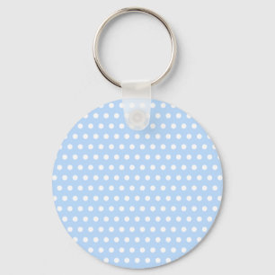 White and Blue Polka Dot Pattern. Spotty. Keychain