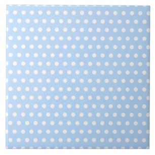 White and Blue Polka Dot Pattern. Spotty. Tile