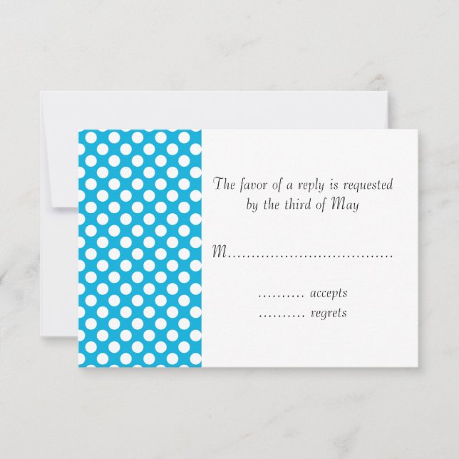 White and Blue Polka Dot RSVP Card (Front)