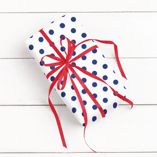 White and Blue Polka Dot Wrapping Paper
