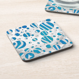 White and Blue Polka Dot Zebra Coaster