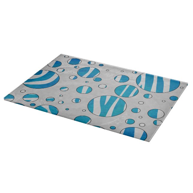 White and Blue Polka Dot Zebra Cutting Board (Corner)