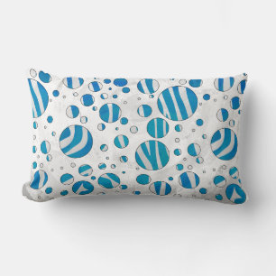 White and Blue Polka Dot Zebra Lumbar Pillow