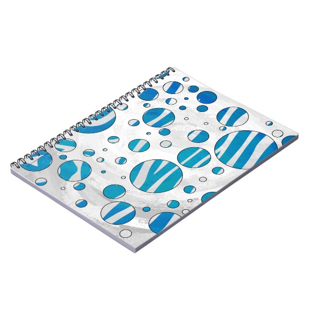 White and Blue Polka Dot Zebra Notebook (Left Side)