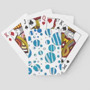 White and Blue Polka Dot Zebra Playing Cards