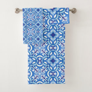 🤍 💙White and blue Porto Azulejos Bath Towel Set