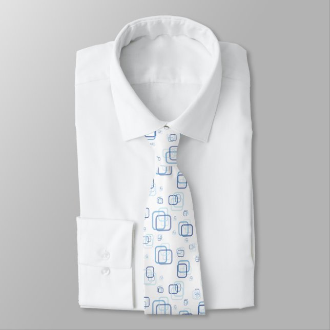 White and blue rectangle Neck Tie (Tied)
