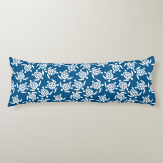 White And Blue Repeat Motif | Sea Turtle Pattern Body Pillow