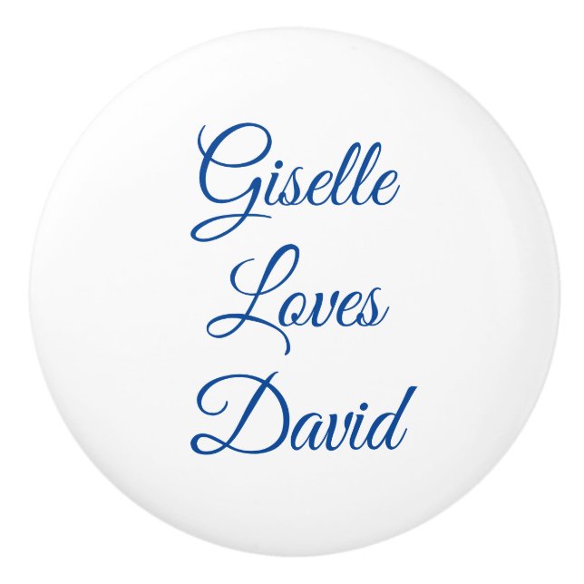 White and Blue Romantic Ceramic Knob (Front)