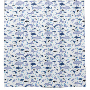 White and Blue Shark Silhouette Pattern