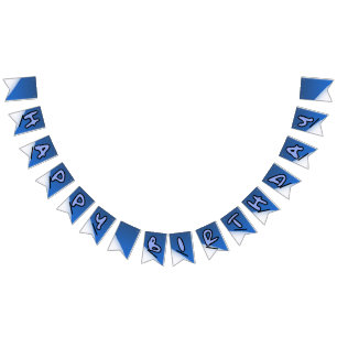 White and Blue Snowboard Birthday Bunting Flags