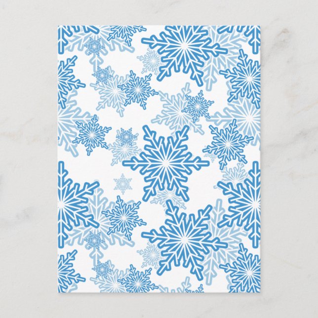 White and Blue Snowflake Seamless Pattern Postcard (Front)