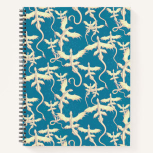 White and Blue Spiral-bound dragon notebook