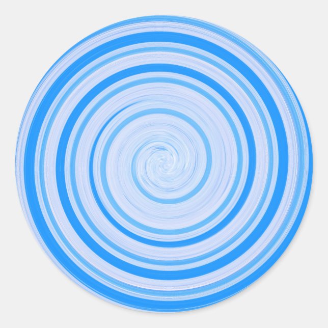 White and blue spiral classic round sticker (Front)